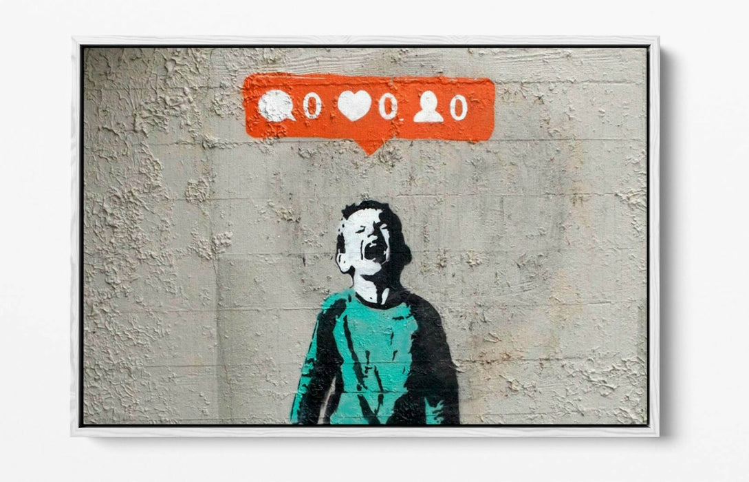 BANKSY "NO SOCIAL MEDIA" -FLOAT EFFECT CANVAS ART PRINT- GRAFFITI STREET ART