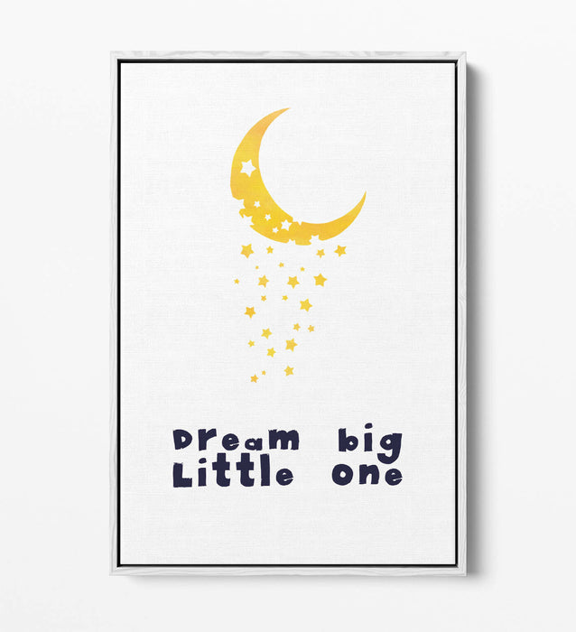 "DREAM BIG LITTLE ONE" WATERCOLOUR NURSERY -FLOAT EFFECT CANVAS WALL ART PRINT