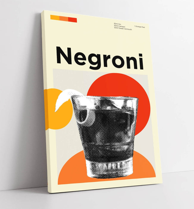 Negroni Cocktail Poster – Handmade Canvas Wall Art With Vibrant Colors & Premium Varnish Finish