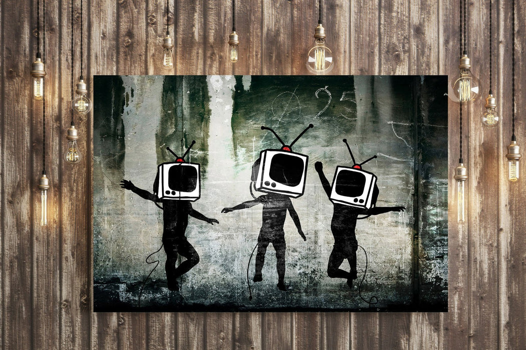 BANKSY - TV HEADS CANVAS STREET ART PRINT ARTWORK