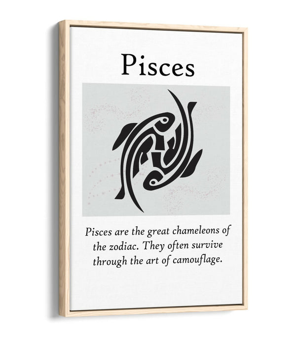 PISCES STAR SIGN ZODIAC ASTROLOGY QUOTE -FLOAT EFFECT CANVAS WALL ART PRINT