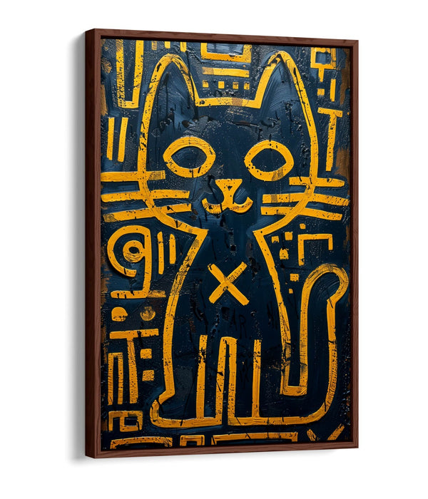 Graffiti Canvas Art – Yellow Cat Print on Float Frame Canvas Wall Decor