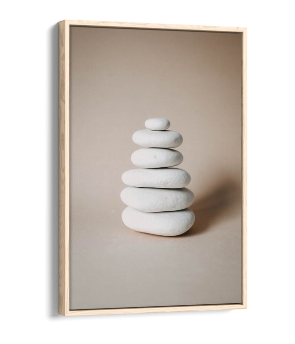 Zen Stones Wall Art – Stacked Stone Artwork Canvas With Float Effect Frame