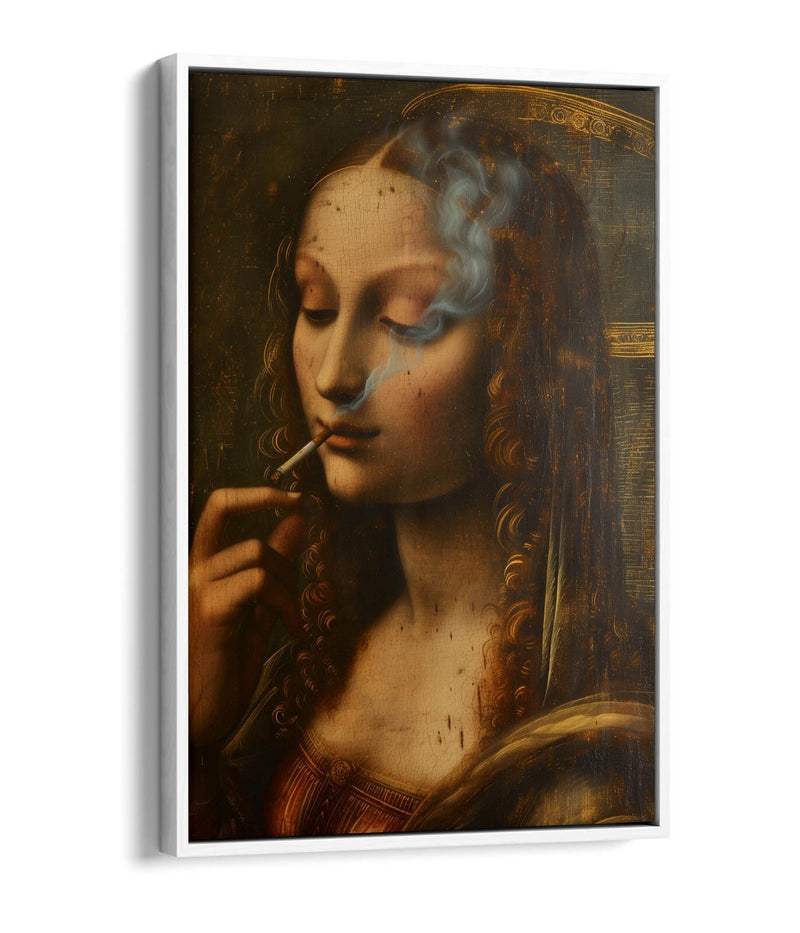 Canvas Art Print – Renaissance Smoking Woman | Modern Float Effect Wall Decor
