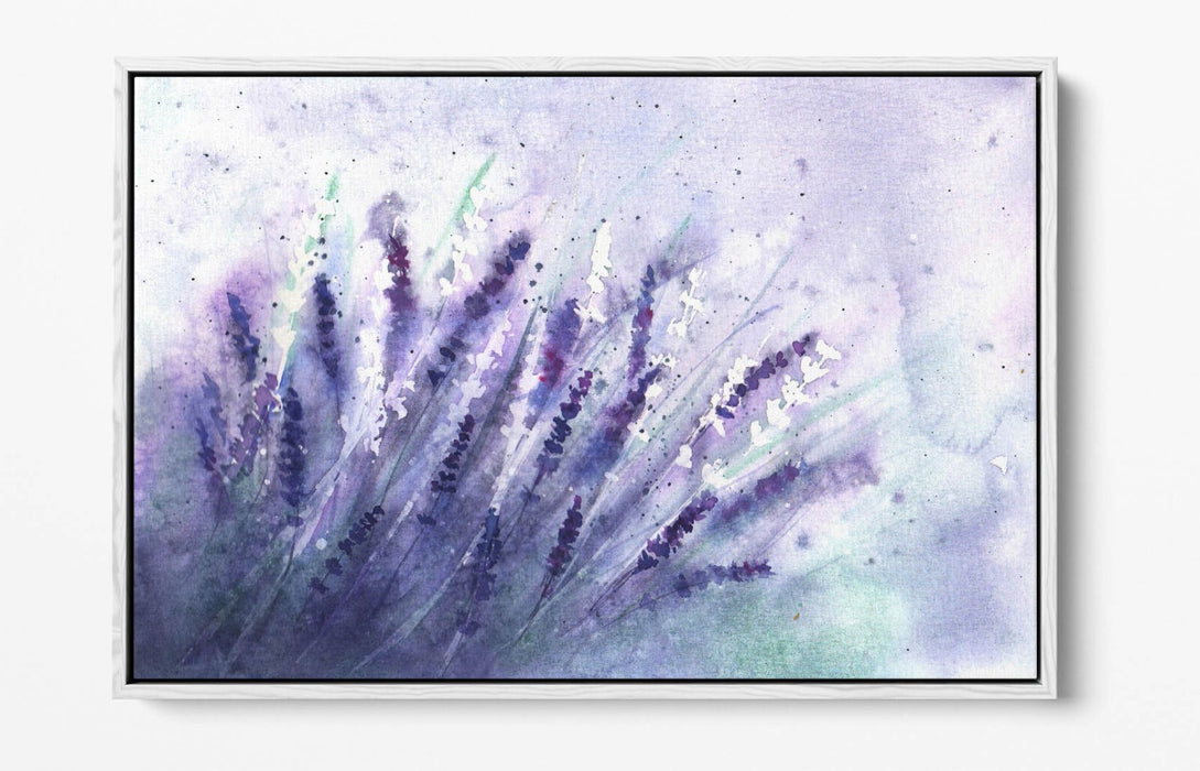 Lavender Canvas Wall Art – Watercolour Flower Print | Float Effect Canvas, Ready To Hang