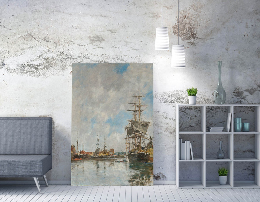 EUGENE BOUDIN, THE DOCK OF DEAUVILLE -CANVAS WALL ART PICTURE PRINT