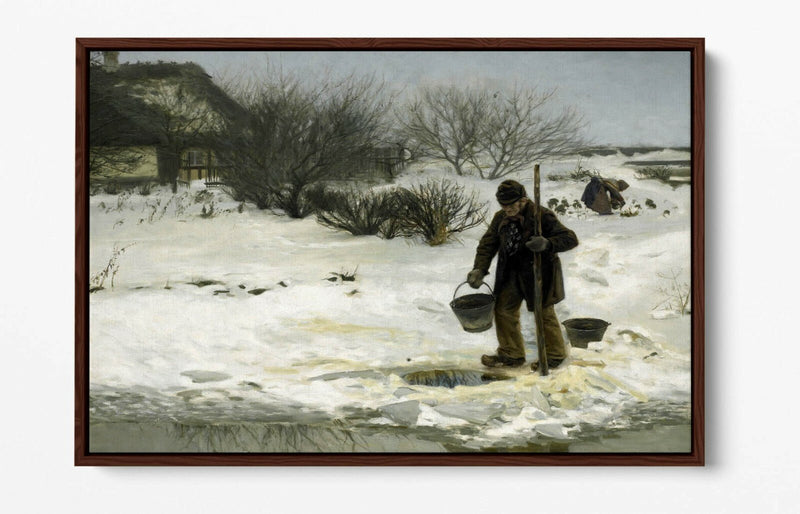 Canvas Wall Art - Snowy Landscape Print With Float Effect Premium Frame