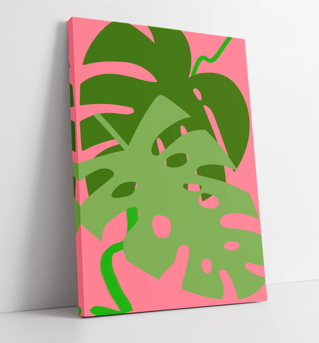 MONSTERA LEAVES BOTANICAL TRENDY MINIMALIST -CANVAS WALL ART PICTURE PRINT