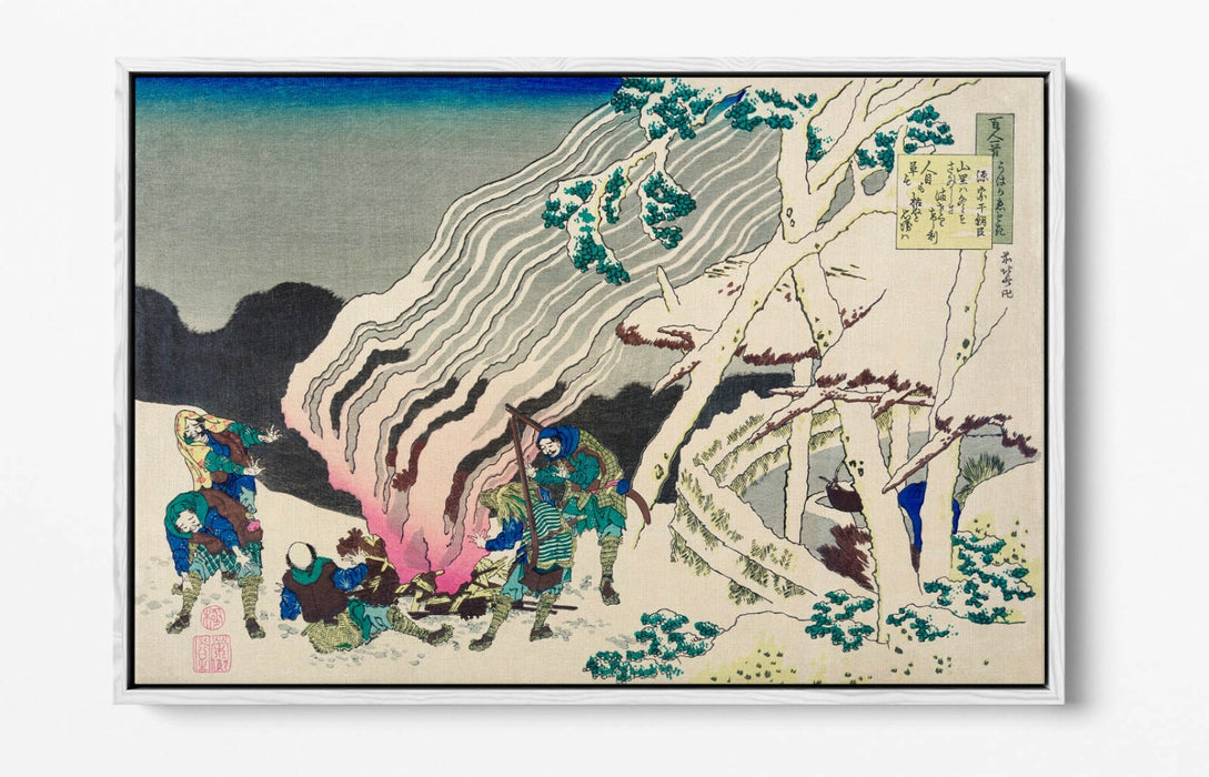 HOKUSAI, FIRE IN THE SNOW -FLOAT EFFECT CANVAS WALL ART PIC PRINT- JAPANESE ART