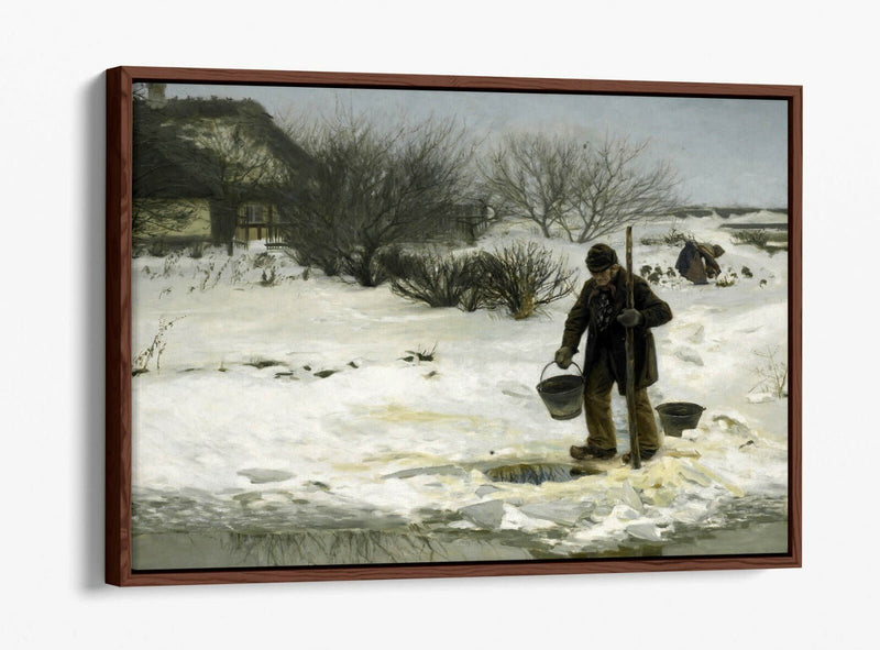 Canvas Wall Art - Snowy Landscape Print With Float Effect Premium Frame