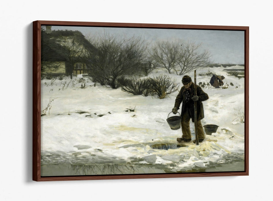 H.A BRENDEKILDE, SNOWY LANDSCAPE -FLOAT EFFECT CANVAS WALL ART PIC PRINT