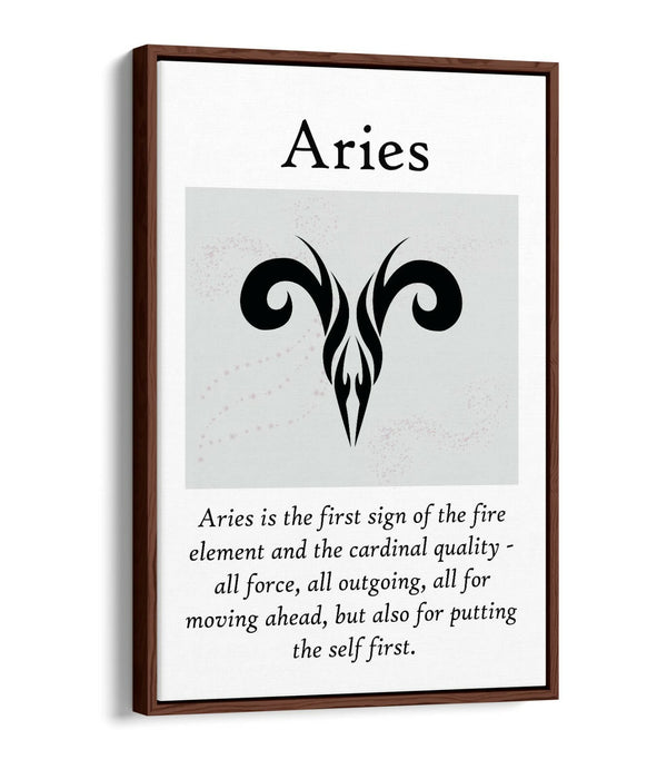 ARIES STAR SIGN ZODIAC ASTROLOGY QUOTE -FLOAT EFFECT CANVAS WALL ART PRINT