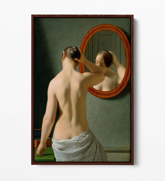 C.W ECKERSBERG, WOMAN IN FRONT OF MIRROR -FLOAT EFFECT CANVAS WALL ART PIC PRINT