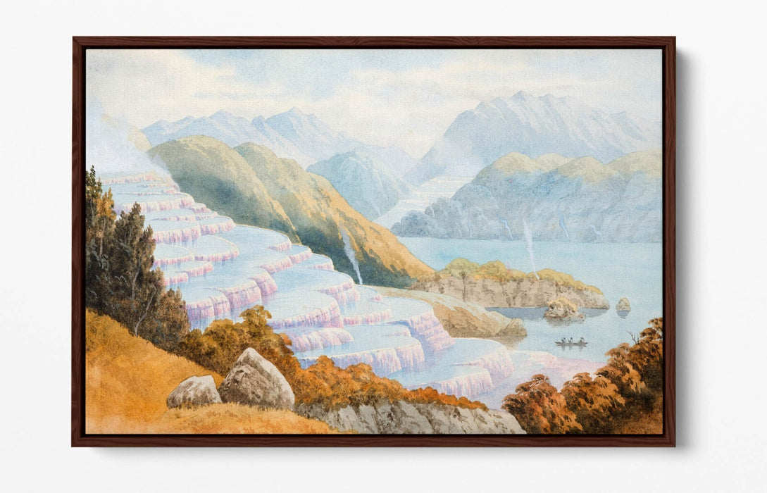 Canvas Wall Art - John Hoyte Pink Terraces Float Effect Premium Frame Print