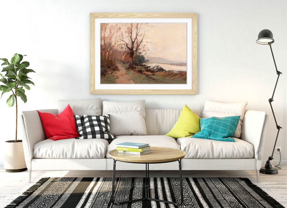 Framed Wall Art Poster - Eugene Galien-Laloue River Landscape Print | Handmade UK Wood Grain Frame