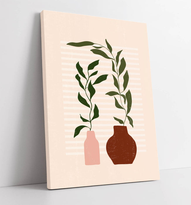 Pink Botanical Canvas - Handmade Floral Wall Artwork | Premium Varnish Finish