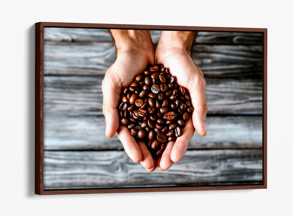Canvas Wall Art – Coffee Bean Decor With Float Effect Frame | Handmade Print
