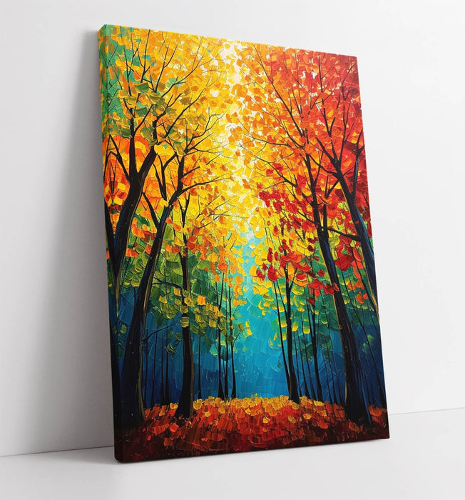 Canvas Wall Art – Multi Colour Tree Leaves Forest Print | Ready To Hang