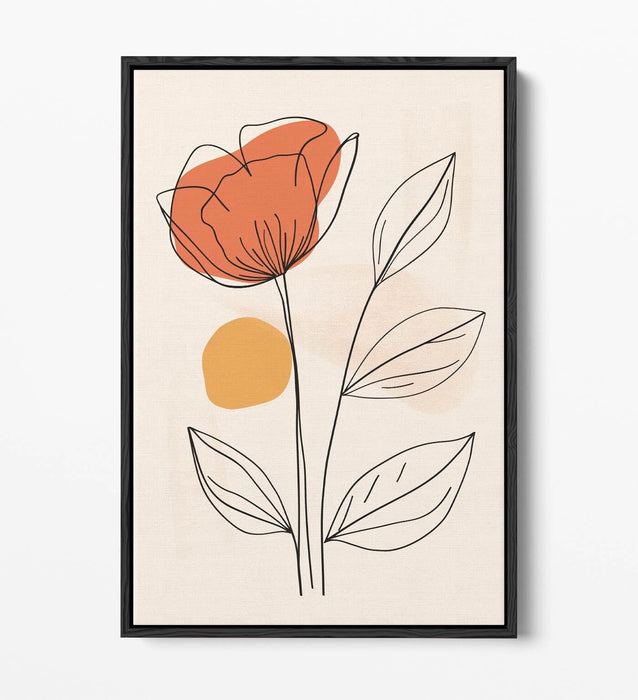Minimalist Flower Canvas – Contemporary Wall Art With Float Effect Frame
