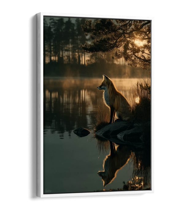 Canvas Wall Art - Cool Fox Float Effect Handmade Print With Premium Frame
