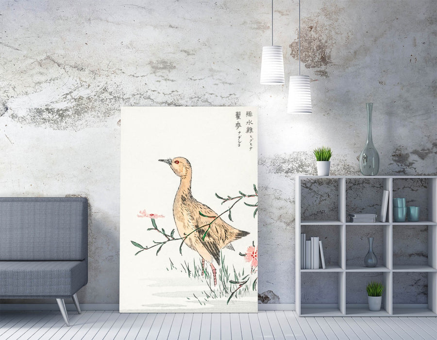 Canvas Wall Art - Numata Kashu Eastern Redshank & Pink Flower Print on Archival Grade Canvas