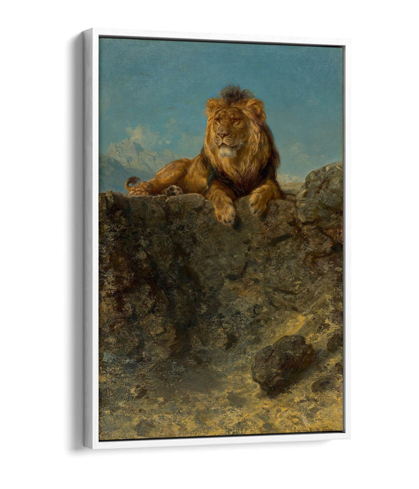 LUDWIG KNAUS, ENTHRONED LION -FLOAT EFFECT CANVAS WALL ART PIC PRINT