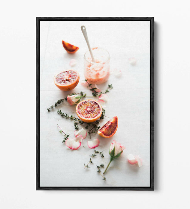 Blood Orange Canvas Art - Vibrant Fruit Drink Artwork | Handmade Kitchen Wall Decor