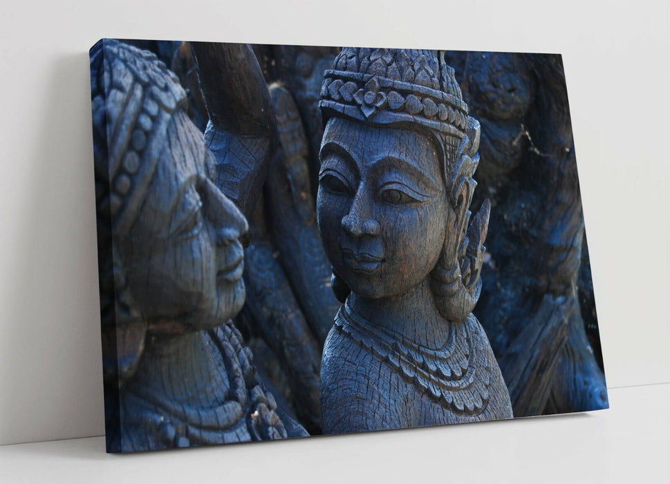 Buddha Canvas Art - Grey Buddha Statue Premium Canvas Wall Print | Handmade
