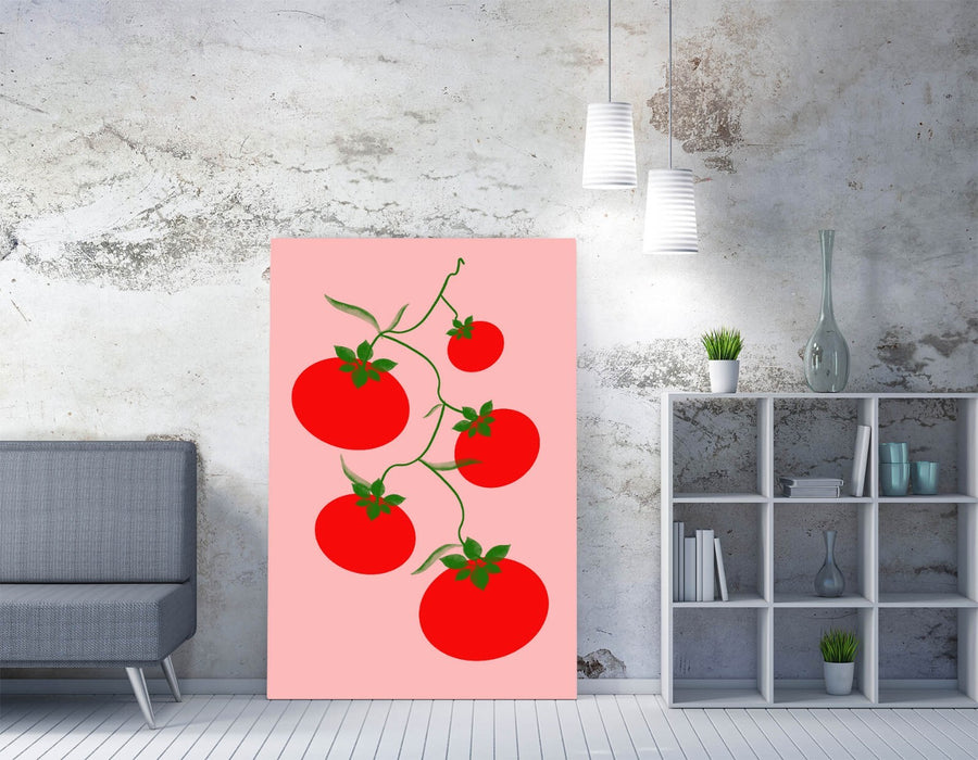 VINE TOMATOES TRENDY MINIMALIST KITCHEN DECOR -CANVAS WALL ART PICTURE PRINT