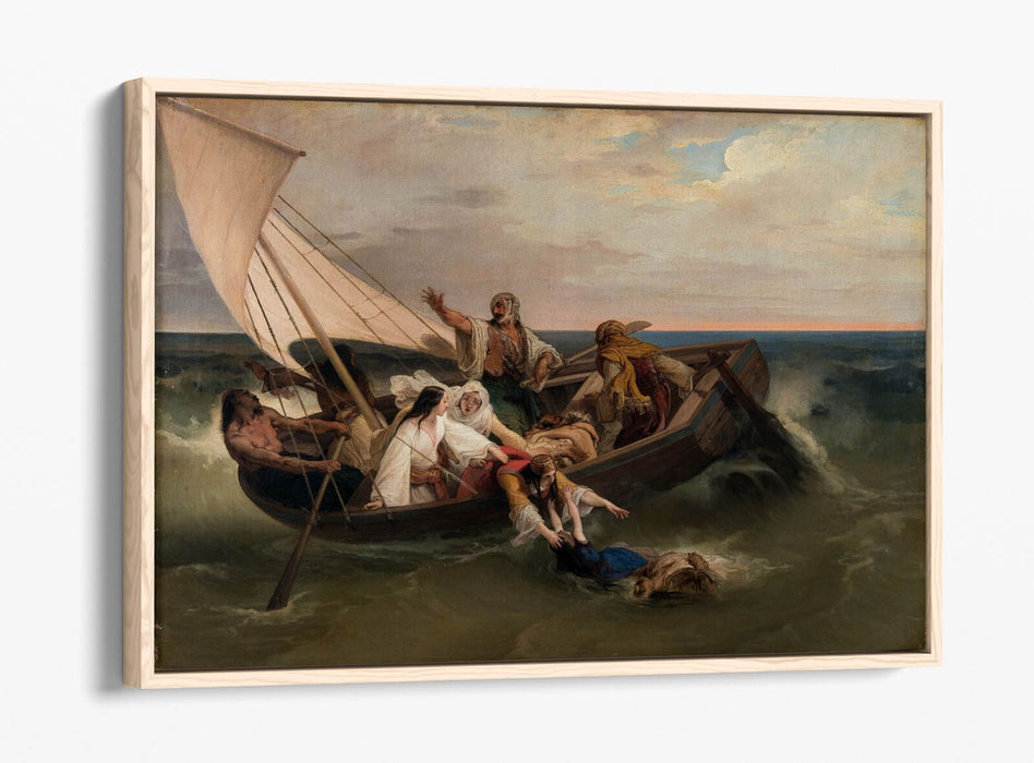 FRANCESCO HAYEZ, BOAT WITH GREEK FUGITIVES -FLOAT EFFECT CANVAS WALL ART PRINT