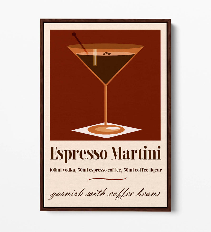 Espresso Martini Canvas – Float Effect Cocktail Wall Art With Premium Varnish Finish