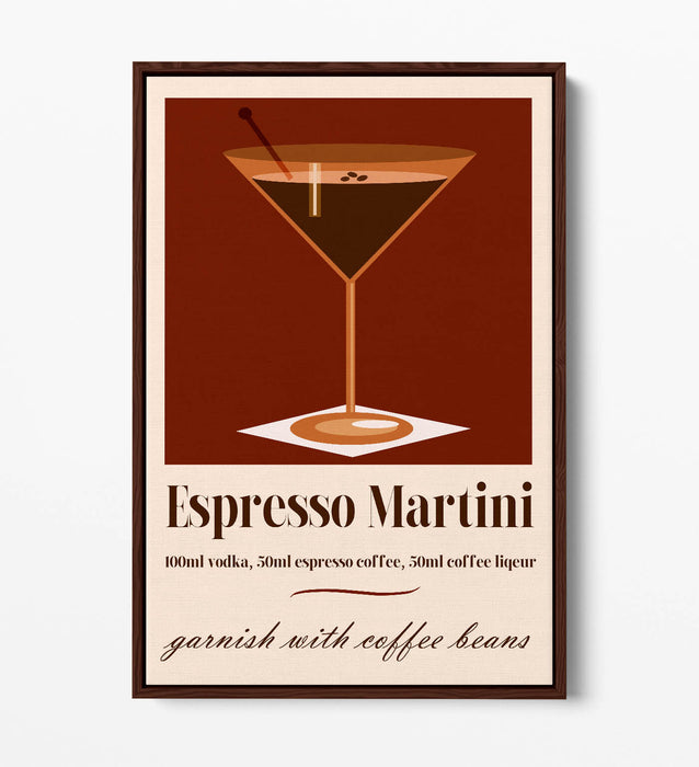 Espresso Martini Canvas – Float Effect Cocktail Wall Art With Premium Varnish Finish