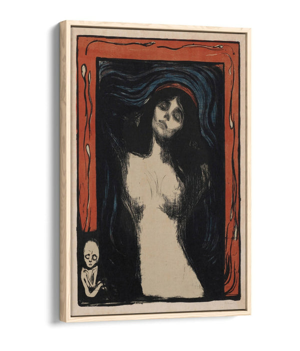 Float Effect Canvas Art - Edvard Munch Madonna Print | Orange Navy Wall Decor