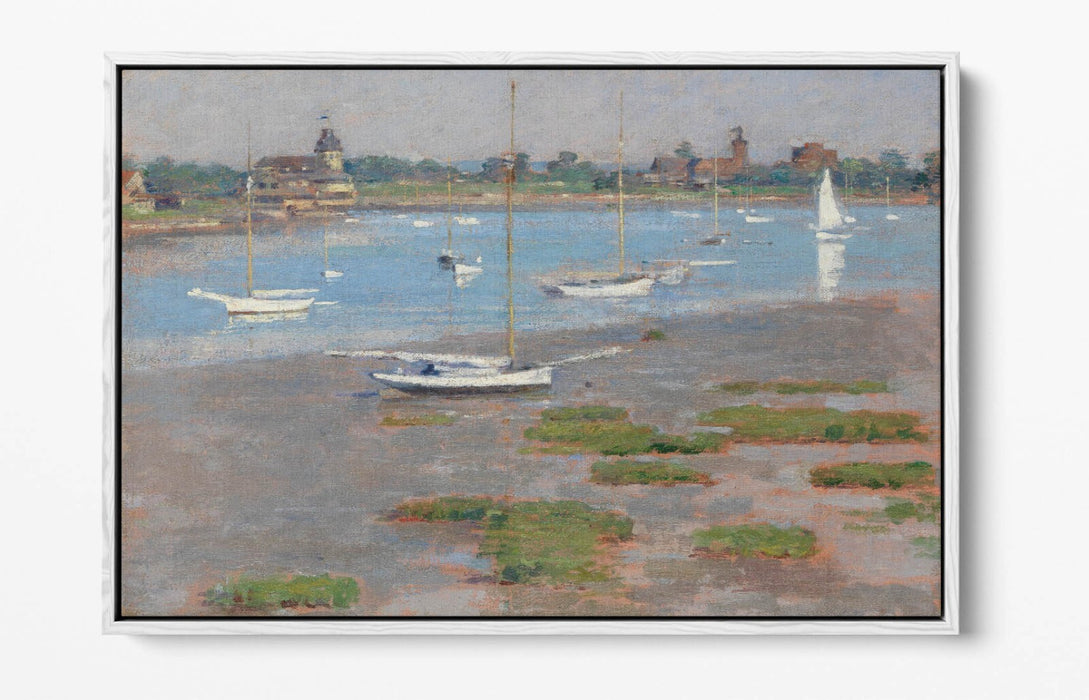 THEODORE ROBINSON, RIVERSIDE YACHT CLUB -FLOAT EFFECT CANVAS WALL ART PIC PRINT