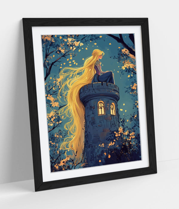 Rapunzel Wall Art – Framed Princess Poster Print | Handmade UK Wall Decor