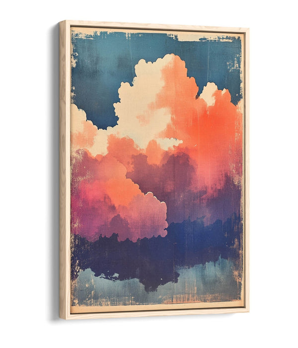 Canvas Wall Art - Pink Clouds On Blue Sky | Float Effect, Ready To Hang
