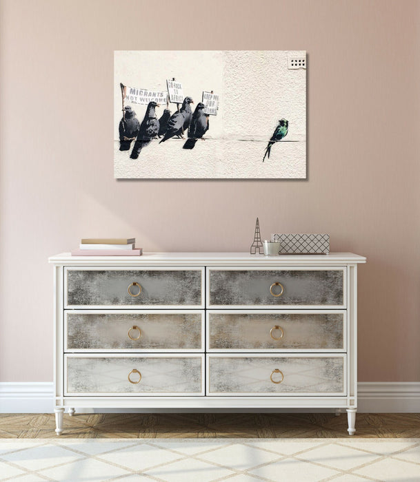 BANKSY CANVAS STREET WALL ART PRINT ARTWORK - Racist Xenophobic Pigeons