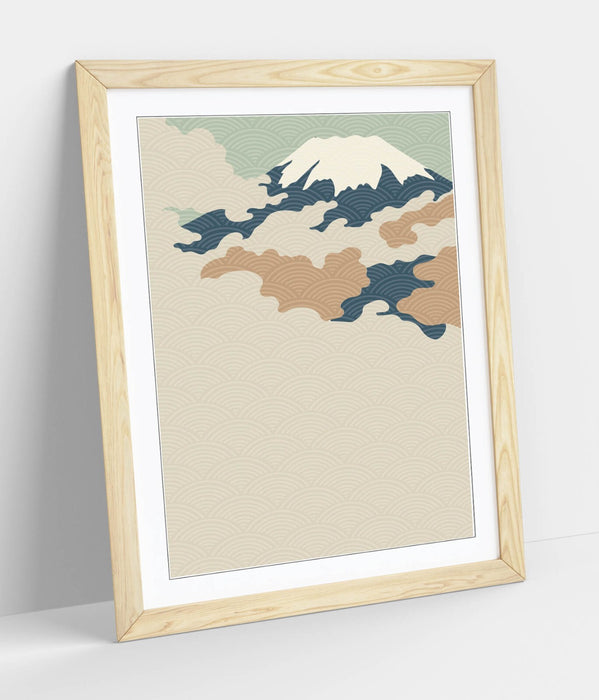 Fuji Mountain Wall Art – Minimalist Abstract Japanese Mountain Artwork | Framed Art Poster