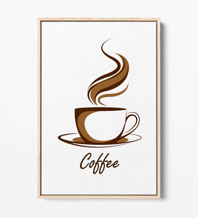 Canvas Wall Art - Brown Coffee Cup Illustration | Float Effect Canvas Print