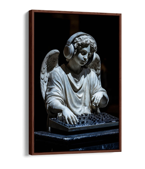 Float Effect Canvas Art - Cool DJ Angel Statue Contemporary Wall Print