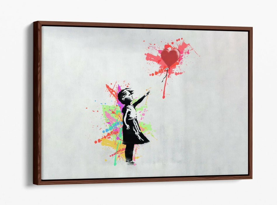 BANKSY, BALLOON GIRL RAINBOW SPLASH ART 2 -FLOAT EFFECT CANVAS WALL ART PRINT