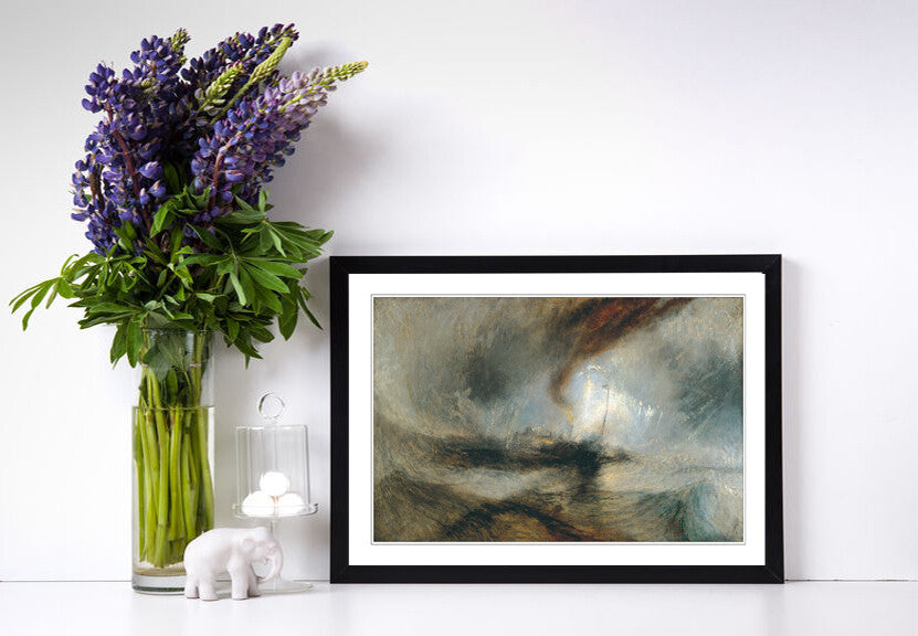 Turner Snow Storm Art - Framed Art Poster With Steam Boat Painting, Ready To Hang