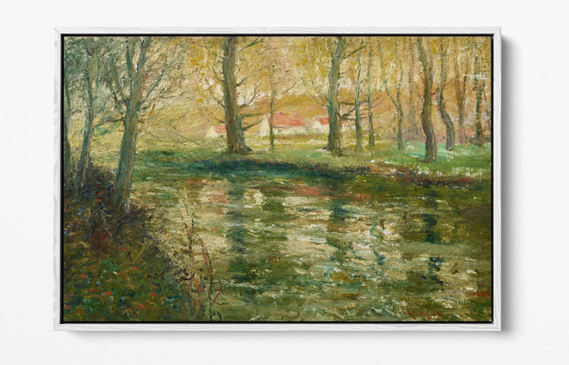 Canvas Wall Art - Ernest Lawson Red Rooftops Handmade Float Effect Frame