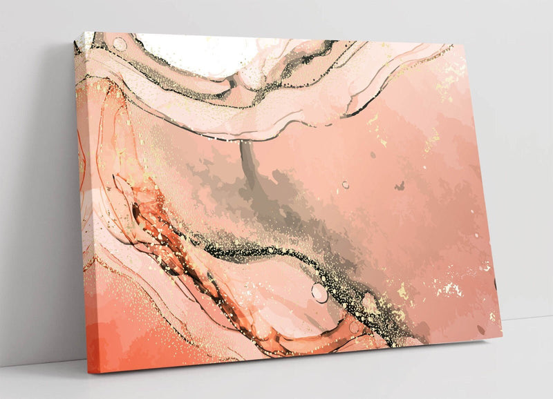 Marble Effect Canvas - Abstract Pink Home Decor Wall Art Print Ready to Hang