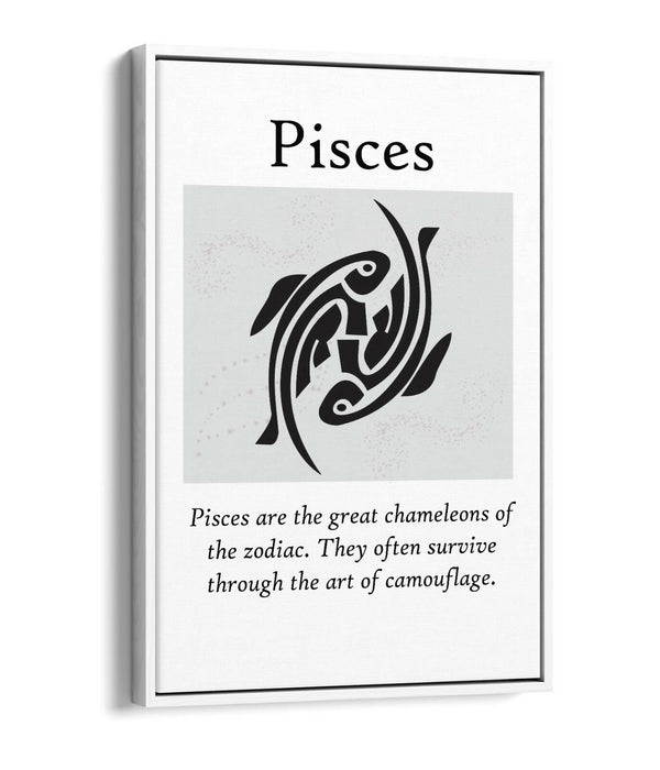 PISCES STAR SIGN ZODIAC ASTROLOGY QUOTE -FLOAT EFFECT CANVAS WALL ART PRINT