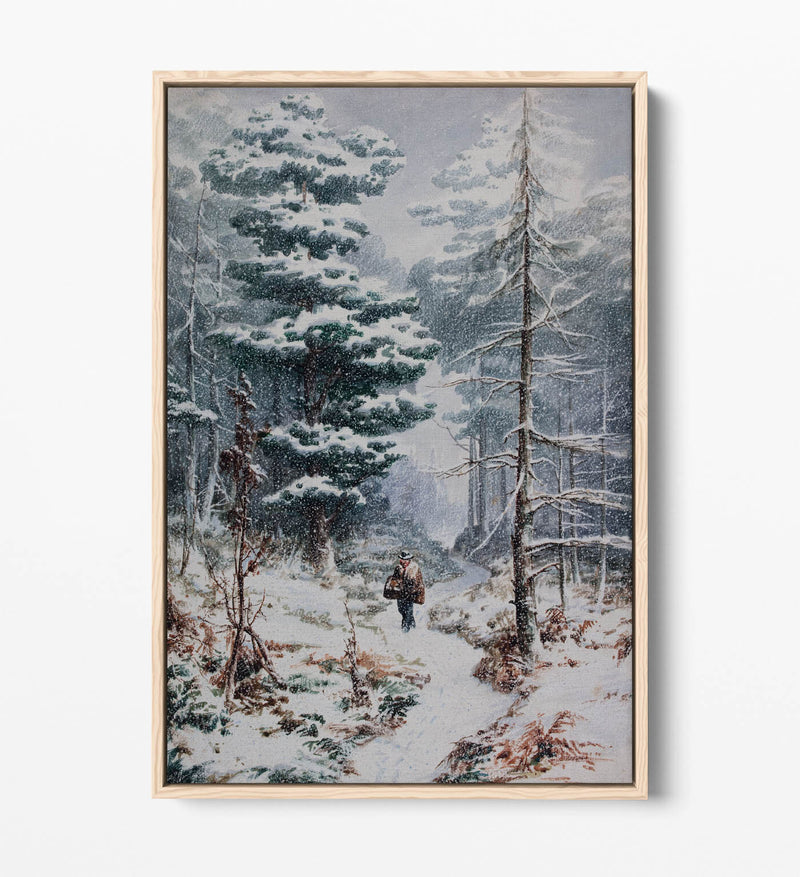 Canvas Wall Art Print - Elijah Walton Rednal Wood In Winter | Float Effect Frame