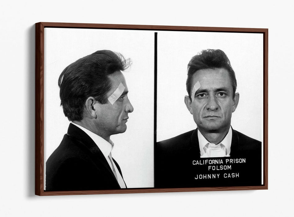 JOHNNY CASH MUGSHOT 2 -FLOAT EFFECT CANVAS WALL ART PIC PRINT- BLACK & WHITE