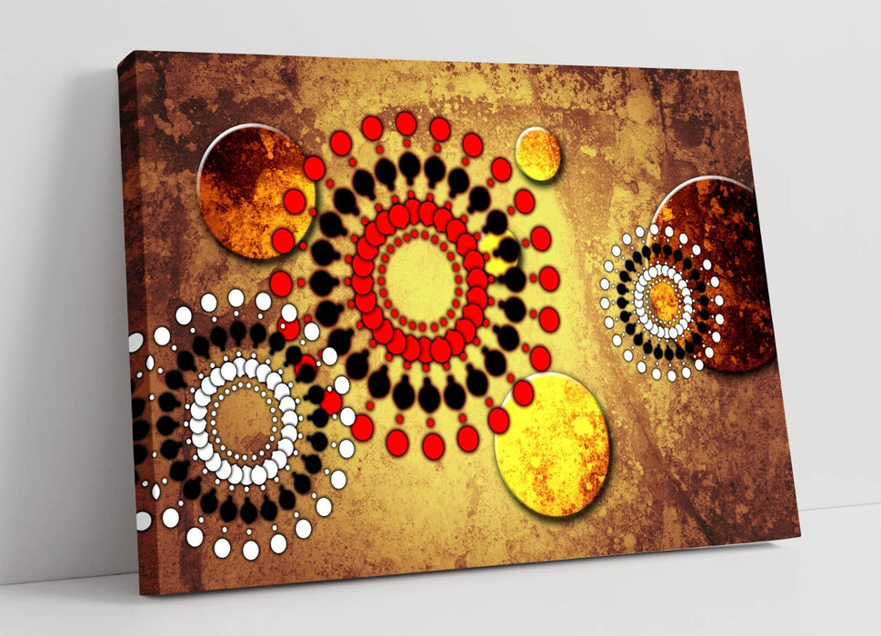 Abstract Canvas Wall Art - Red Sun Art Print | Framed Canvas Print, Ready to Hang