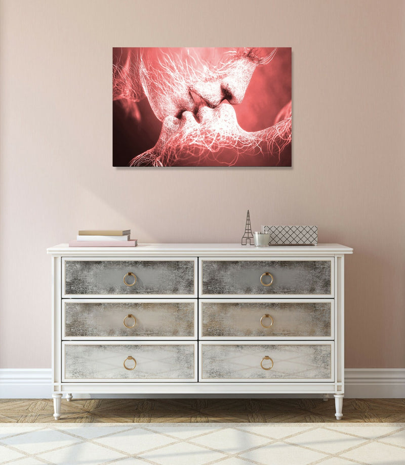 Canvas Wall Art – Lovers Kiss Framed Canvas Print With 30mm Deep Frame