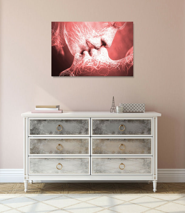Canvas Wall Art – Lovers Kiss Framed Canvas Print With 30mm Deep Frame